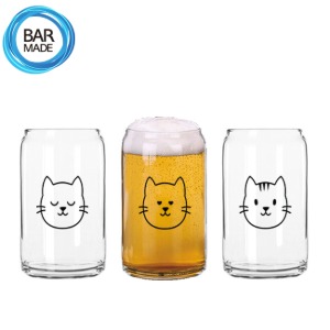 [3 TYPE] 고양이 캔비어 칵테일 글라스 Cat Can Beer Cocktail Glass 370ml