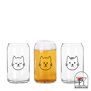 고양이 비어캔 글라스 Cat Beer Can Glass 370ml