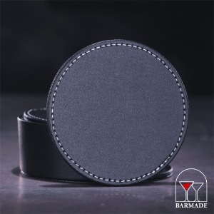 블랙 레더 코스터 (컵받침) Black Leather Coaster 95mm